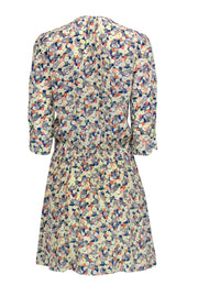 Current Boutique-Zadig & Voltaire - Pale Yellow & Blue Floral Skull Print Silk Dress Sz M