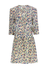 Current Boutique-Zadig & Voltaire - Pale Yellow & Blue Floral Skull Print Silk Dress Sz M