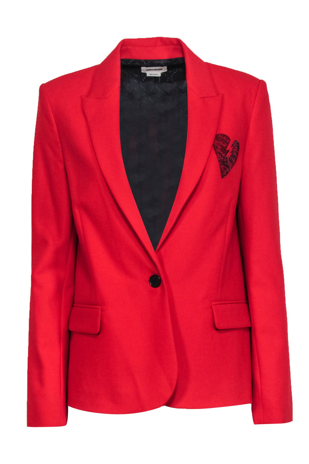 Current Boutique-Zadig & Voltaire - Red "Amour" Rhinestone Blazer Sz 2