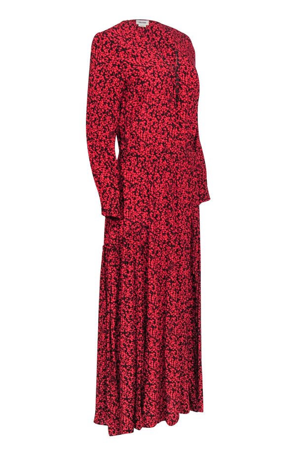 Current Boutique-Zadig & Voltaire - Red & Black Floral Print Front Slit "Rabella" Maxi Dress Sz M