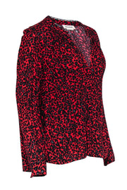 Current Boutique-Zadig & Voltaire -Red & Black Leapord Print V-Neck Blouse Sz M