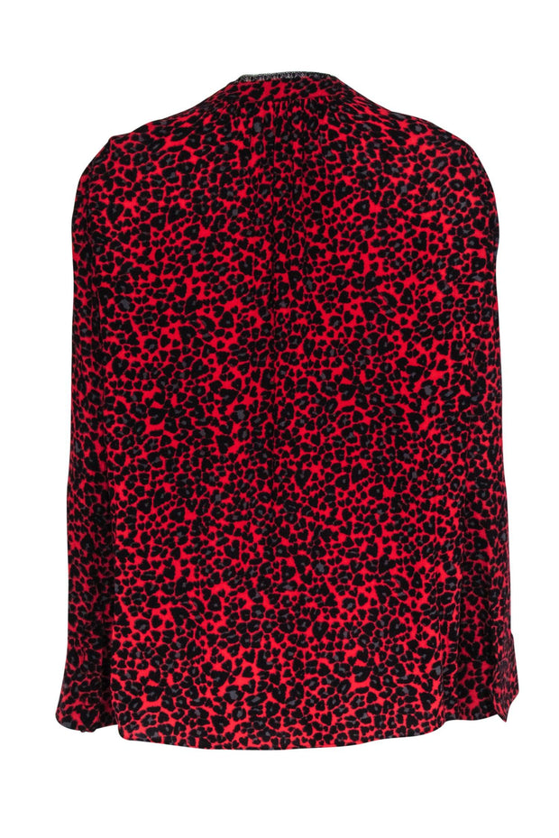 Current Boutique-Zadig & Voltaire -Red & Black Leapord Print V-Neck Blouse Sz M