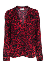 Current Boutique-Zadig & Voltaire -Red & Black Leapord Print V-Neck Blouse Sz M