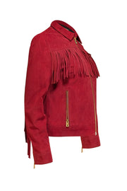 Current Boutique-Zadig & Voltaire - Red Fringed Suede Jacket Sz M