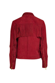 Current Boutique-Zadig & Voltaire - Red Fringed Suede Jacket Sz M