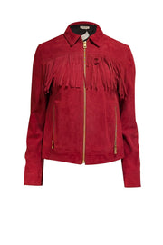 Current Boutique-Zadig & Voltaire - Red Fringed Suede Jacket Sz M