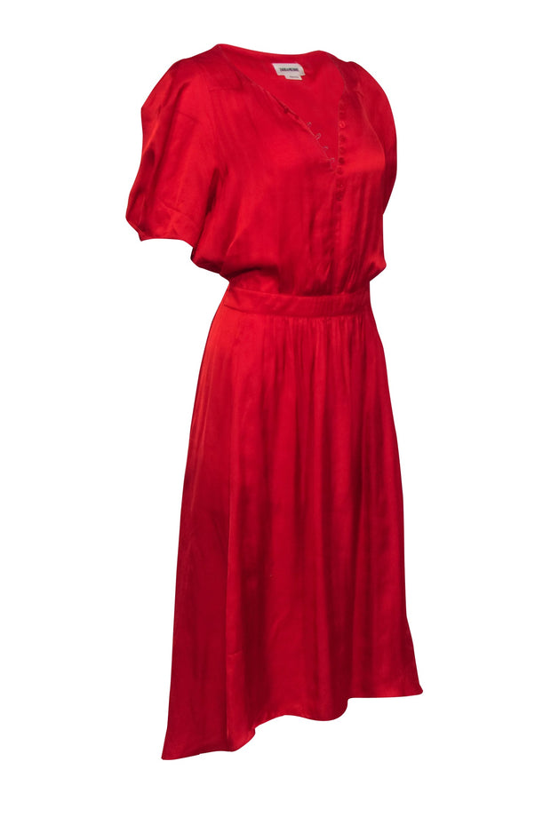 Current Boutique-Zadig & Voltaire Red Satin High Low Maxi Dress Sz L