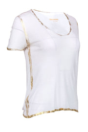 Current Boutique-Zadig & Voltaire - White Modal Classic White Tee w/ Gold-Toned Distressing Sz S