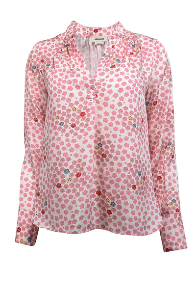 Current Boutique-Zadig & Voltaire - White & Pink Floral Print Blouse Sz XS