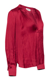 Current Boutique-Zadig & Voltaire - Wine Red Satin Blouse Sz L