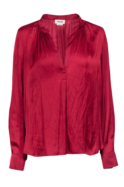 Current Boutique-Zadig & Voltaire - Wine Red Satin Blouse Sz L