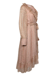 Current Boutique-Zimmermann - Blush Silk & Metallic Fil Coupe Wrap Dress Sz 10