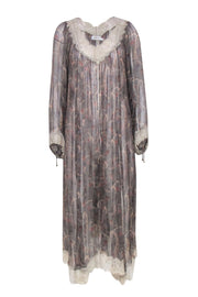 Current Boutique-Zimmermann - Olive & Beige Paisley Print Sheer Long Sleeve Dress Sz 6