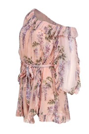 Current Boutique-Zimmermann - Peach Pink Floral Off The Shoulder Romper Sz 4