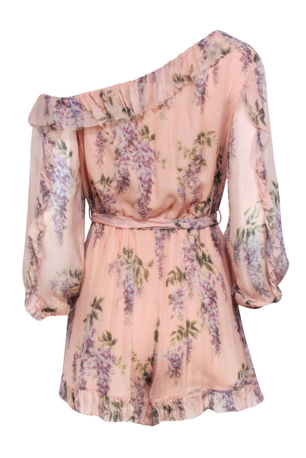 Current Boutique-Zimmermann - Peach Pink Floral Off The Shoulder Romper Sz 4