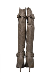 Current Boutique-Zimmermann - Taupe Leather Knee High Heeled Boots Sz 10