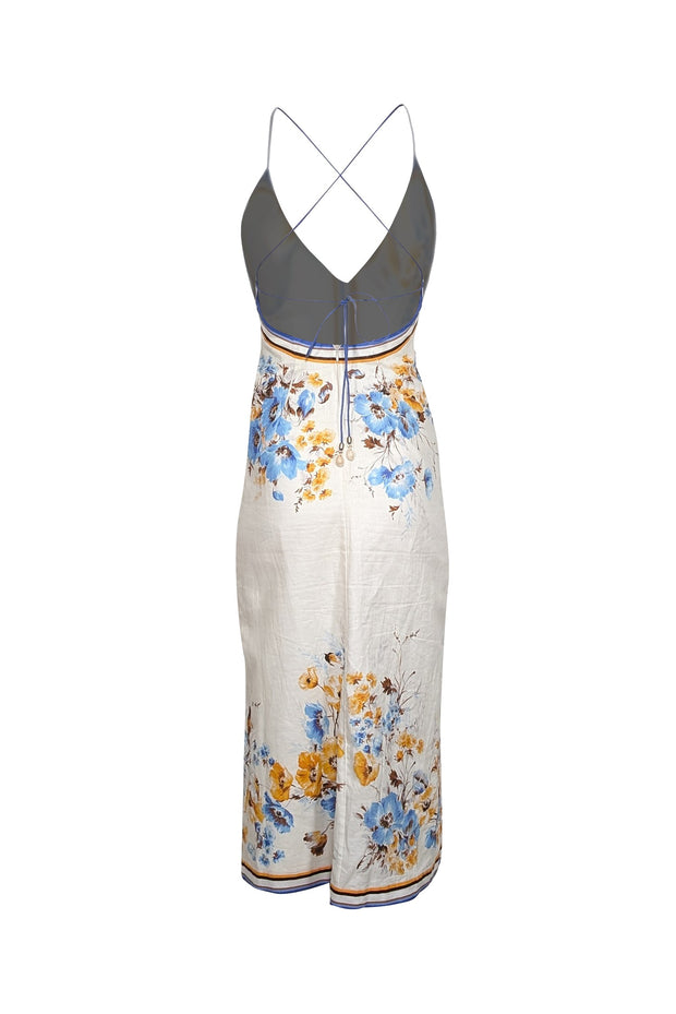 Current Boutique-Zimmermann - White, Blue, & Orange Sleeveless Button Front "Halcyon" Dress Sz 2P