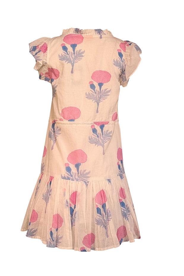 Current Boutique-oliphant - White w/ Pink & Blue Floral Print Cotton Mini Dress Sz XXS