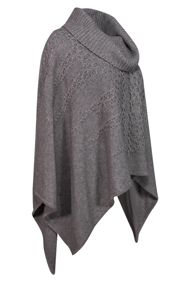 Current Boutique-360 Cashmere - Taupe Turtleneck Knit Poncho Sz S