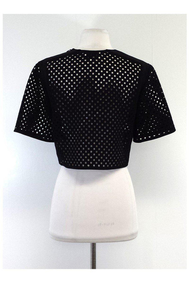 Current Boutique-3.1 Phillip Lim - Black Perforated Short Sleeve Crop Top Sz 0