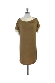 Current Boutique-3.1 Phillip Lim - Gold & Cream Short Sleeve Dress Sz M