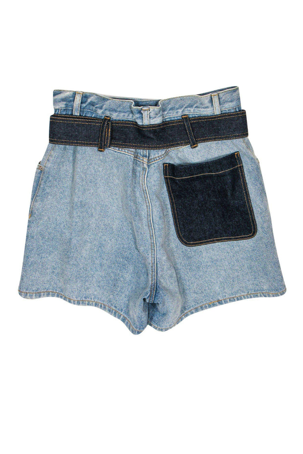 Current Boutique-3.1 Phillip Lim - High-Waisted Denim Shorts w/ Contrast Belt Sz 2