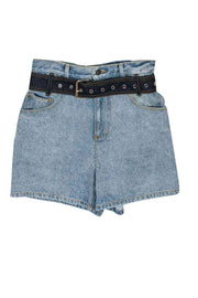 Current Boutique-3.1 Phillip Lim - High-Waisted Denim Shorts w/ Contrast Belt Sz 2