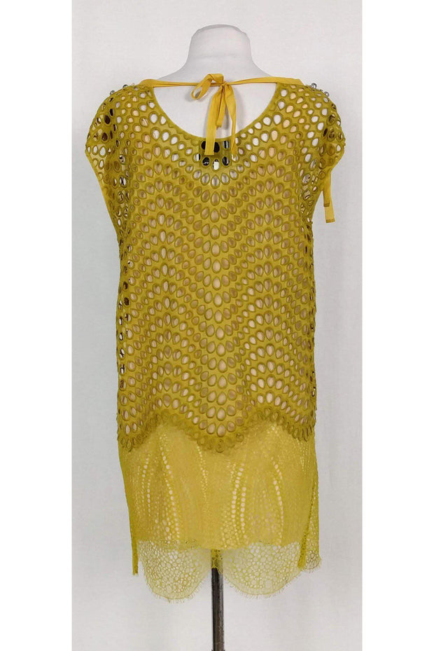 Current Boutique-3.1 Phillip Lim - Mustard Yellow Eyelet Lace Dress Sz 0