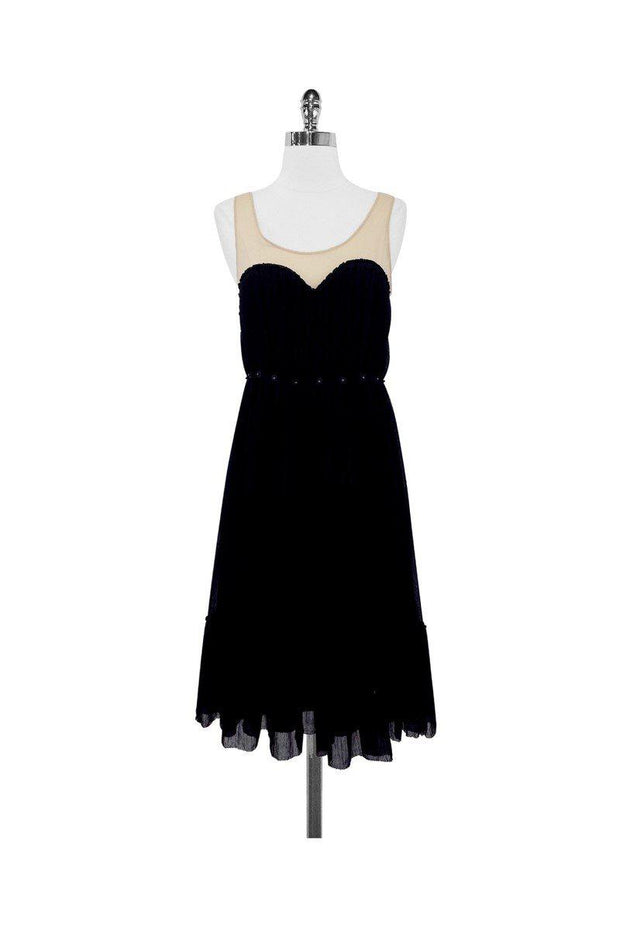 Current Boutique-3.1 Phillip Lim - Nude & Black Silk Dress w/ Embellished Waist Sz 0