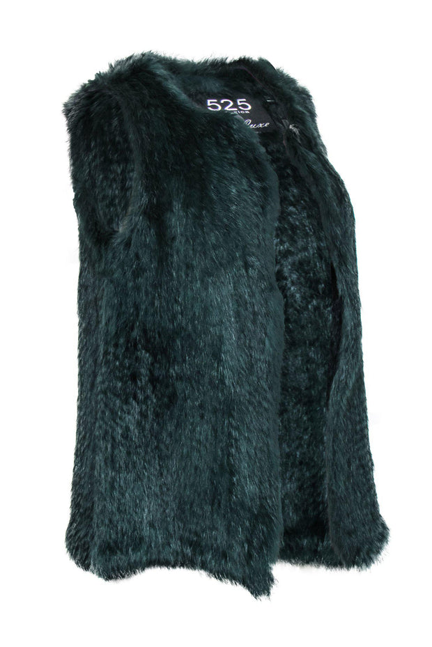 Current Boutique-525 America - Emerald Green Rabbit Fur Open Vest Sz XS