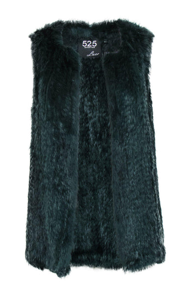 Current Boutique-525 America - Emerald Green Rabbit Fur Open Vest Sz XS