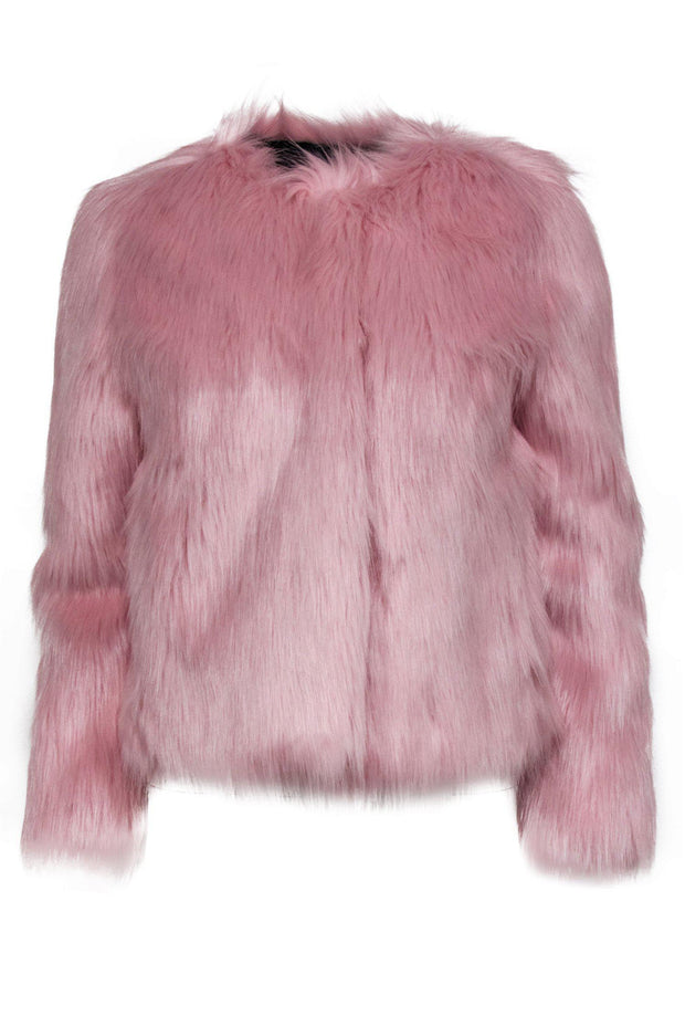 Current Boutique-7 For All Mankind - Light Pink Faux Fur Open Coat Sz XS