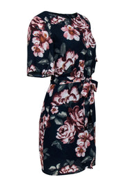 Current Boutique-ABS by Allen Schwartz - Navy Floral Flutter Sleeve Fitted Dress Sz 2