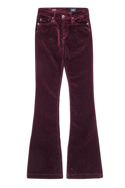 Current Boutique-AG Adriano Goldschmied - Wine Velvet ‘The Janis’ High-Rise Flared Pants Sz 26