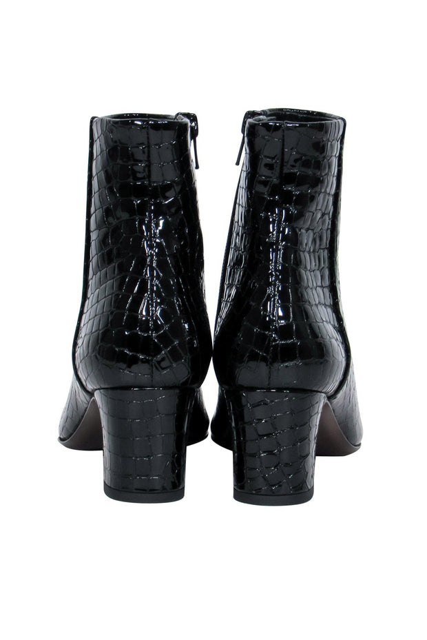 Current Boutique-AGL - Black Patent Leather Reptile Embossed Heeled Booties Sz 6