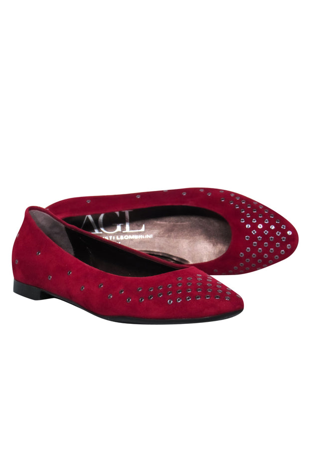 Current Boutique-AGL - Dark Red Suede Flats w/ Grommets Sz 8