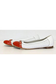 Current Boutique-AGL - White w/ Orange Cap Toe Flats Sz 9