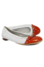 Current Boutique-AGL - White w/ Orange Cap Toe Flats Sz 9