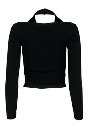 Current Boutique-ALC - Black Ribbed Cold Shoulder V-neck Top Sz S