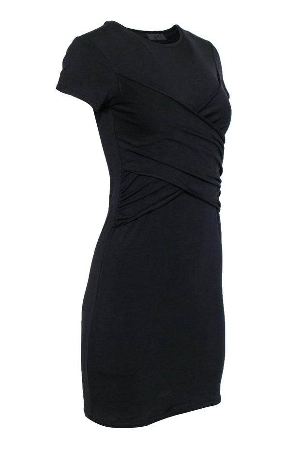 Current Boutique-ATM - Black Draped Cotton Blend T-Shirt Dress Sz S