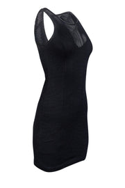 Current Boutique-AYR - Black Mesh Dress w/ Faux Leather Trim Sz S