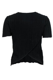 Current Boutique-A.L.C. - Black Scale & Ribbed Texture Short Sleeve Shirt Sz S