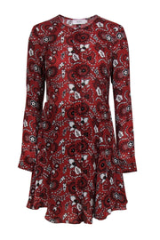 Current Boutique-A.L.C. - Brick Red Paisley Dress w/ Black & White Floral Details Sz 6