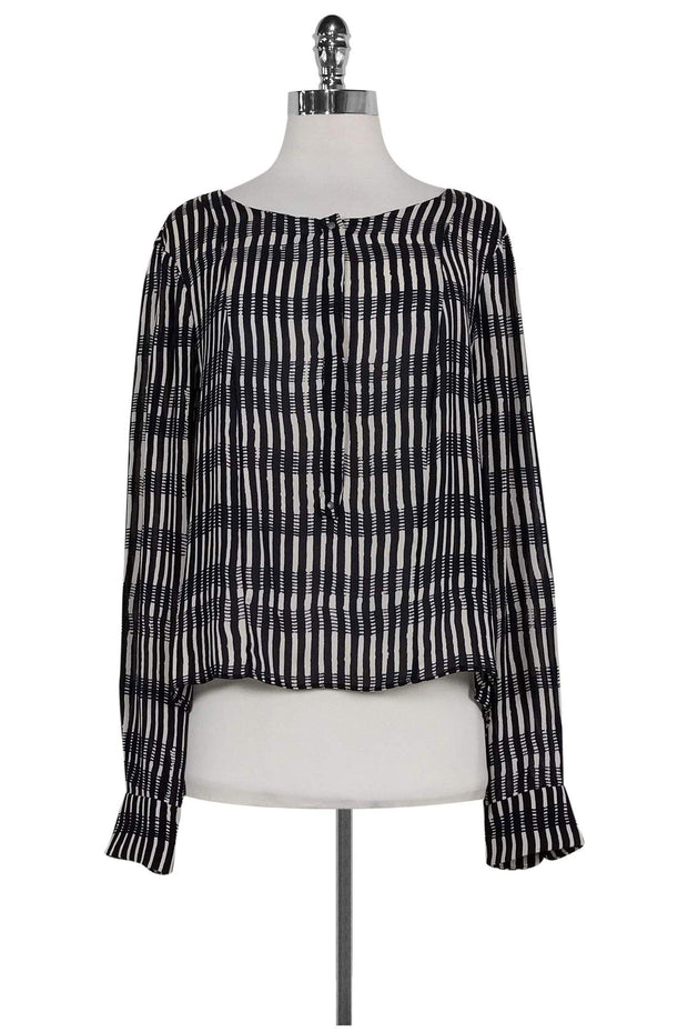 Current Boutique-A.L.C. - Navy & White Striped Silk Top Sz L