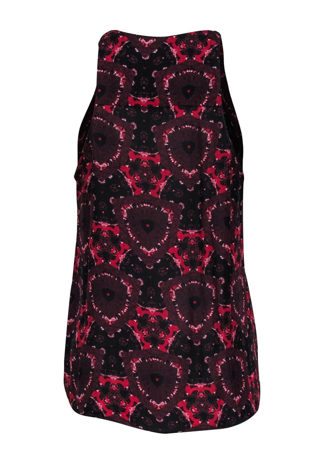 Current Boutique-A.L.C. - Red & Black Printed Sleeveless Silk Tank Sz S