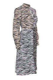 Current Boutique-A.L.C. - Zebra Print Mock Neck Long Sleeve Silk Dress Sz 2