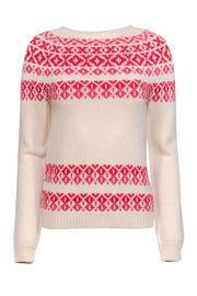 Current Boutique-A.P.C. - Ivory, Pink & Red Fair Isle Merino Wool & Cotton Sweater Sz XS