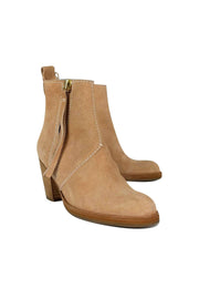 Current Boutique-Acne - Beige Suede Stacked Booties Sz 5