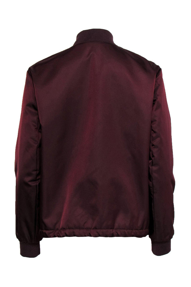 Current Boutique-Acne - Burgundy Zip-Up Nylon Bomber Jacket Sz M