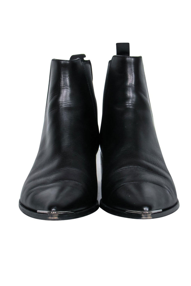 Current Boutique-Acne Studios - Black Leather Block Heel Pointed Toe "Jensen" Ankle Booties Sz 9